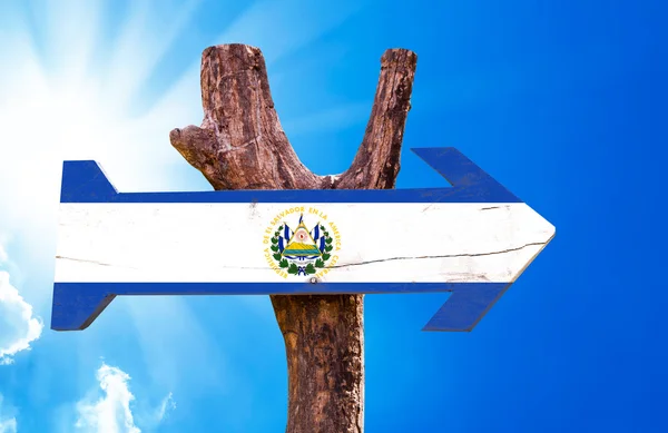 El Salvador Flag wooden sign — Stock Photo, Image