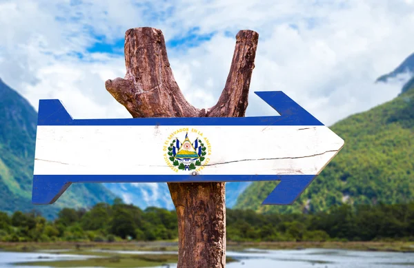 萨尔瓦多国旗木牌 — 图库照片