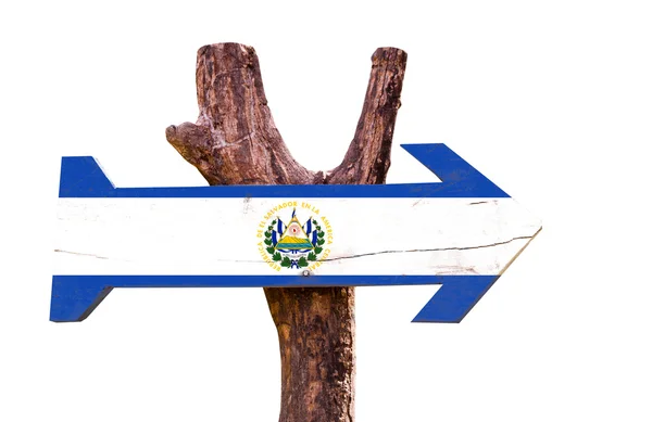 El Salvador Bandera de madera — Foto de Stock