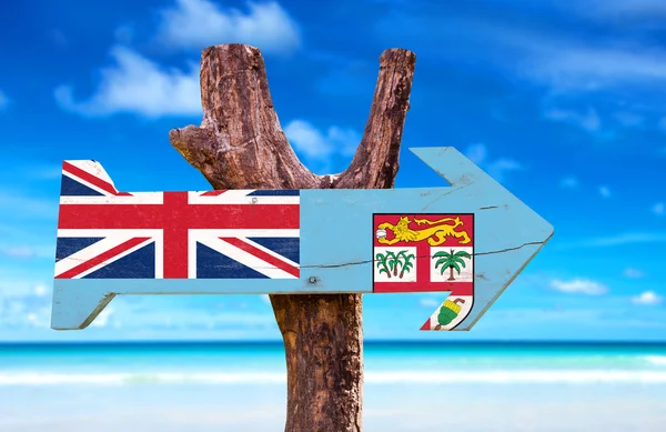 Bandeira de Fiji sinal de madeira — Fotografia de Stock
