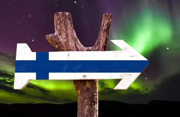 Finland flag wooden sign — Stock Photo, Image