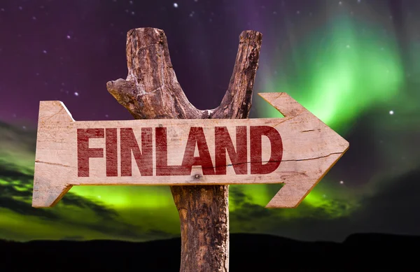 Finlândia sinal de madeira — Fotografia de Stock