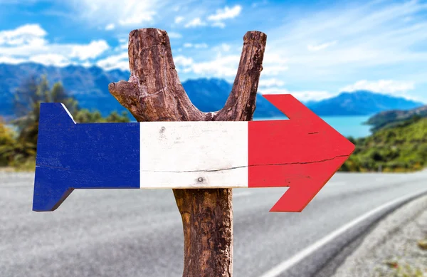 Signo de madera bandera de Francia — Foto de Stock