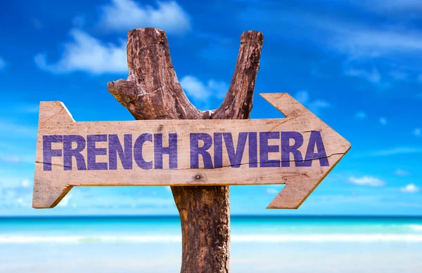 Signo de madera Riviera francesa — Foto de Stock