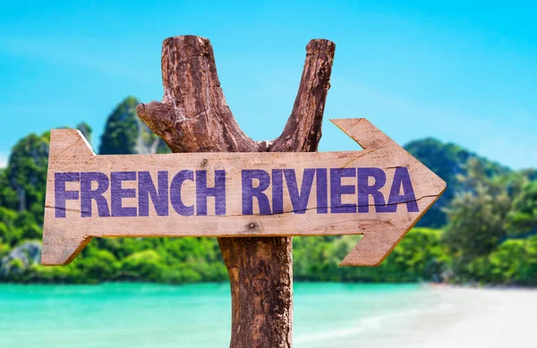 Французька Рив'єра дерев'яні знак — стокове фото