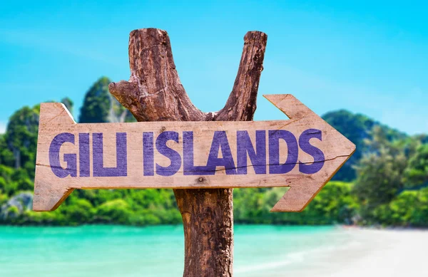 Gili Islands wooden sign — Stock Photo, Image