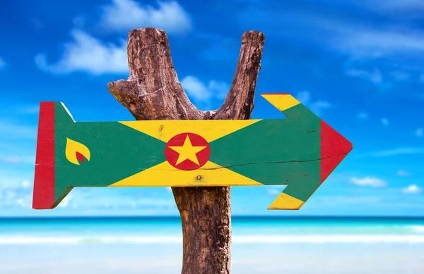 Grenada Flag wooden sign — Stock Photo, Image