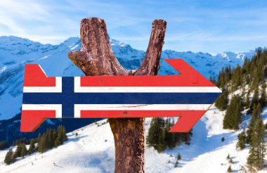 Norveç bayrağı ahşap işareti