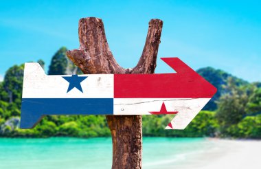 Panama Flag wooden sign clipart