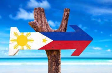 Philippines Flag wooden sign clipart