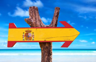 Spain Flag wooden sign clipart