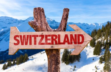 Switzerland wooden sign clipart