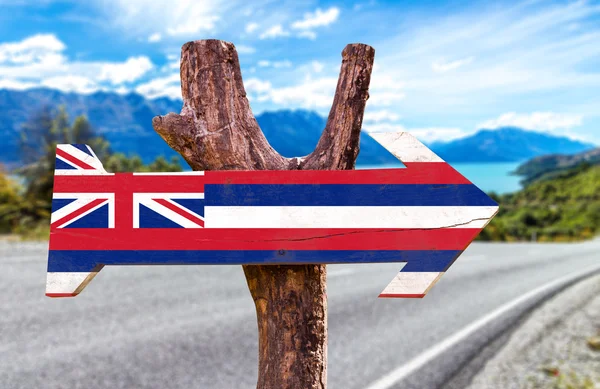 Χαβάη σημαία ξύλινη πινακίδα — Φωτογραφία Αρχείου