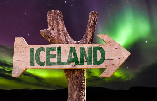 Iceland wooden sign — Stock Photo, Image