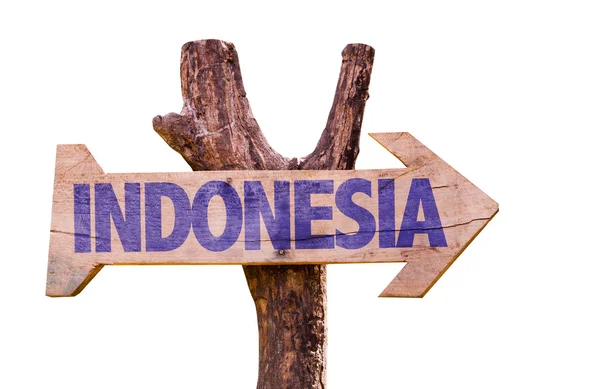 Signo de madera Indonesia — Foto de Stock