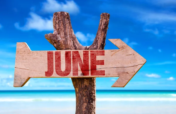 June wooden sign — Stock Photo, Image