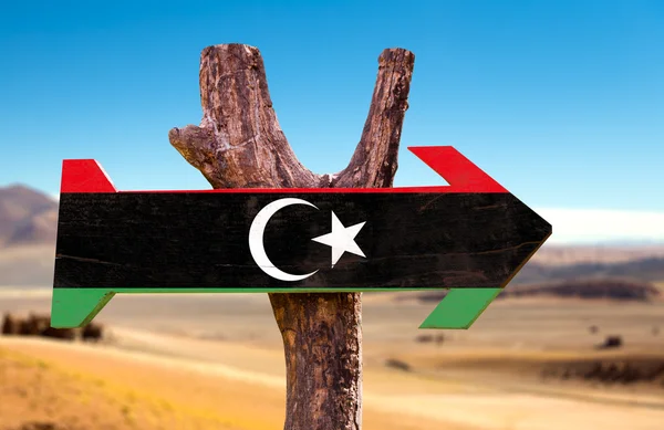 Líbia lobogó fa jel — Stock Fotó