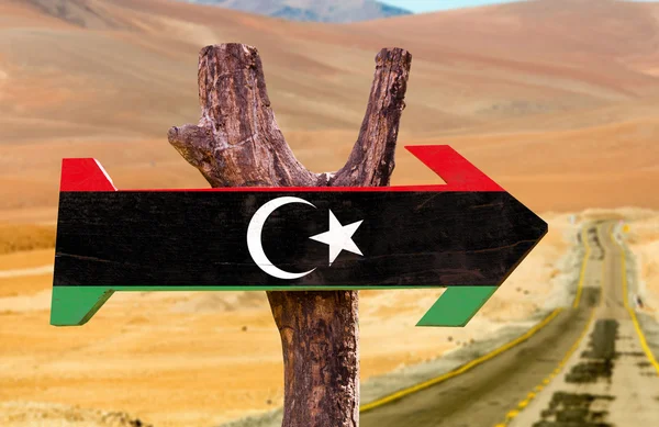 Vlag van Libië houten teken — Stockfoto