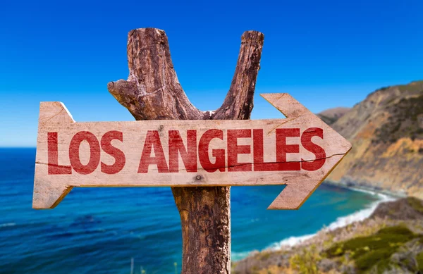 Los angeles hölzernes Schild — Stockfoto