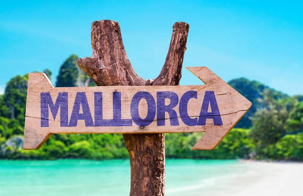 Mallorca drewniany znak — Zdjęcie stockowe