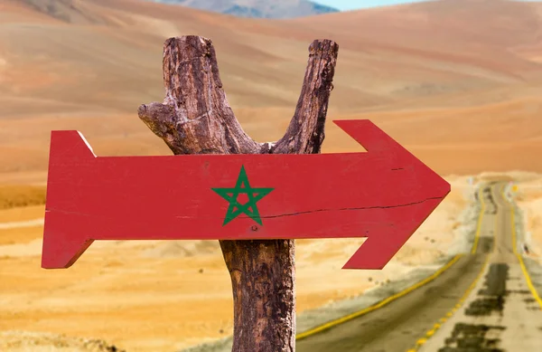 Señal de madera Bandera de Marocco —  Fotos de Stock