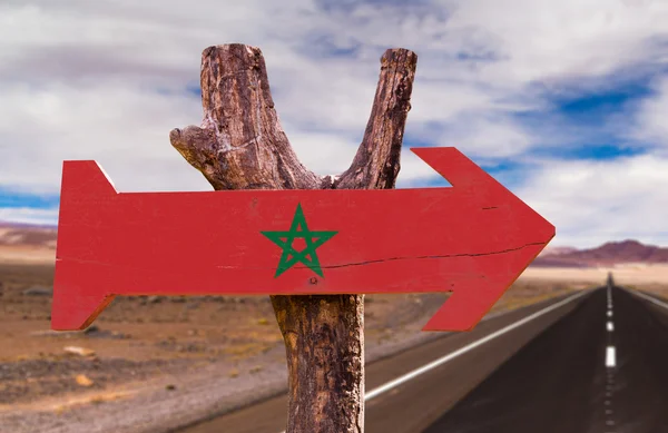 Marocco flagga träskylt — Stockfoto