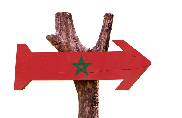 Señal de madera Bandera de Marocco — Foto de Stock