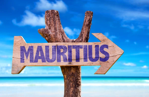 Mauritius houten teken — Stockfoto