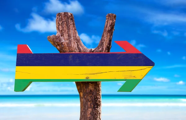 Mauritius Flag wooden sign — Stock Photo, Image