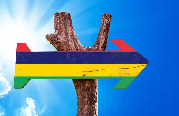 Vlag van Mauritius houten teken — Stockfoto
