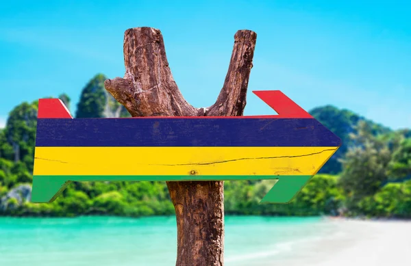 Mauritius Flag wooden sign — Stock Photo, Image