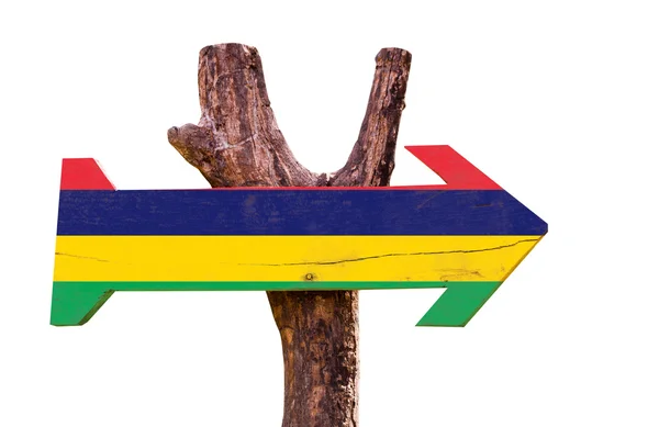 Mauritius Flagge hölzernes Schild — Stockfoto