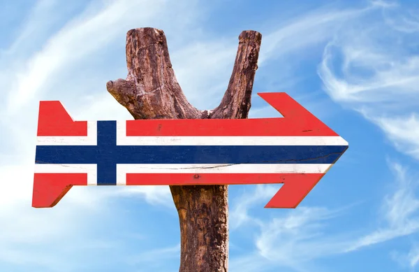 Norge flagga träskylt — Stockfoto