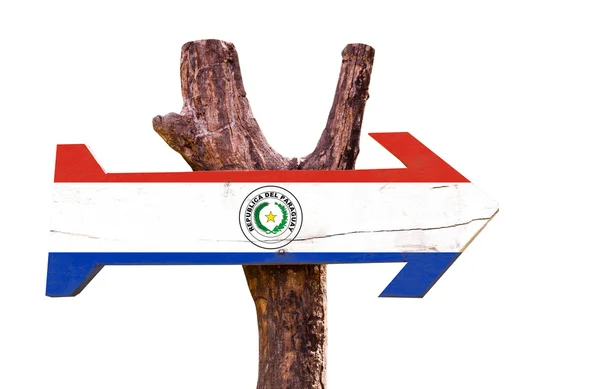 Holzschild mit paraguayischer Flagge — Stockfoto