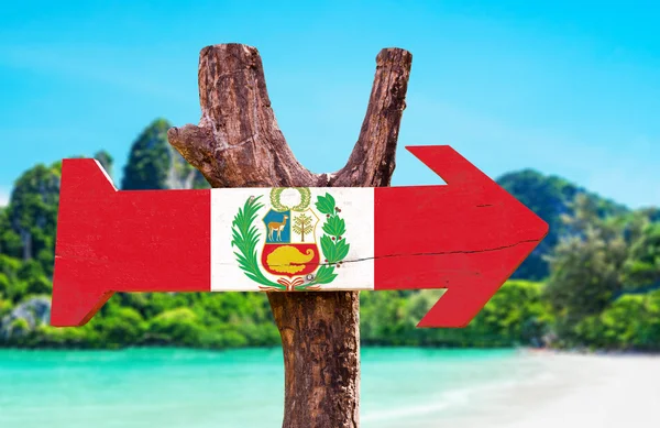 Peru Flag wooden sign — Stock Photo, Image