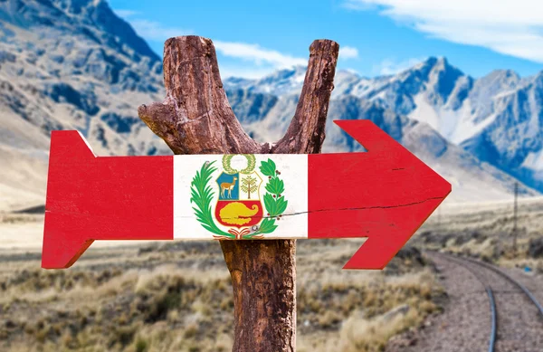 Peru houten teken — Stockfoto