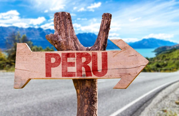 Señal de madera Perú — Foto de Stock