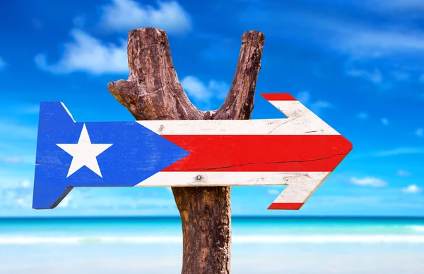 Puerto Rico Flag wooden sign — Stock fotografie