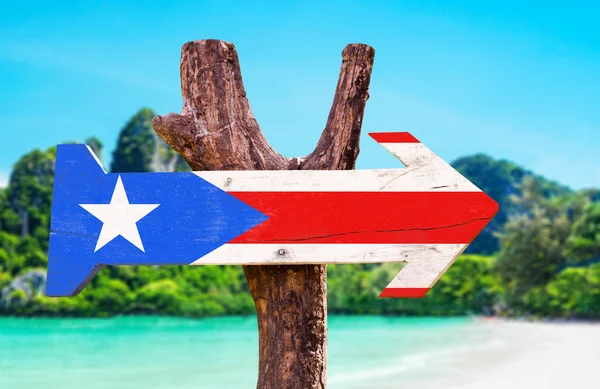 Puerto Rico Flag wooden sign — Stok fotoğraf