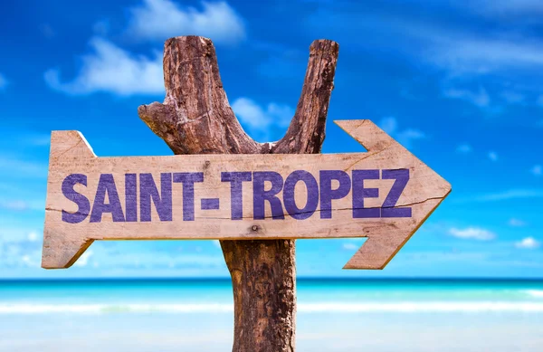 Saint-Tropez wooden sign — Stock Photo, Image