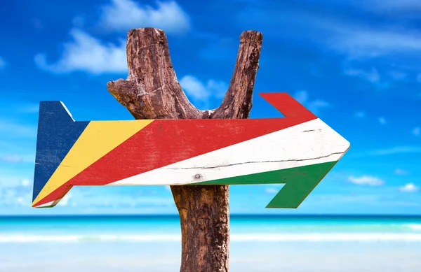 Seychelles Bandiera segno di legno — Foto Stock