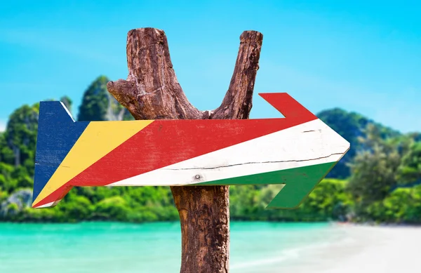 Seychelles Bandera letrero de madera — Foto de Stock