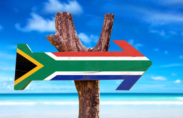 Деревянный знак флага ЮАР — стоковое фото