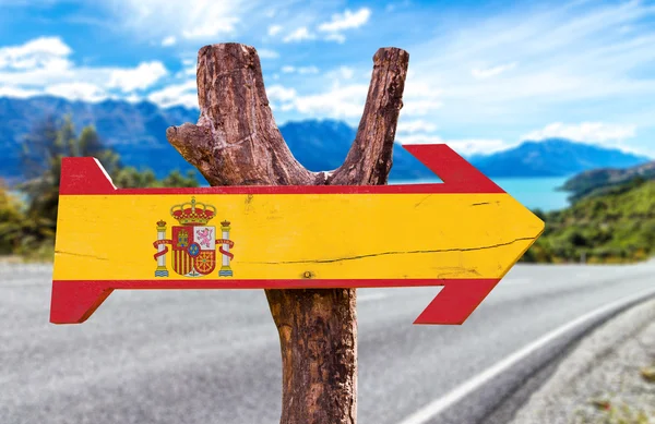 Spanje vlag houten teken — Stockfoto