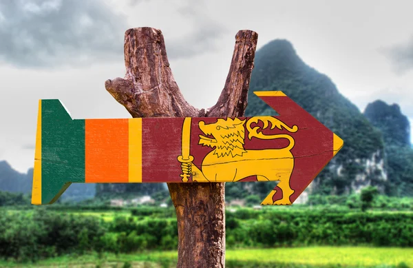 Señal de madera Bandera de Sri Lanka —  Fotos de Stock