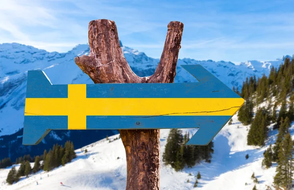 Schwedisches Holzschild — Stockfoto