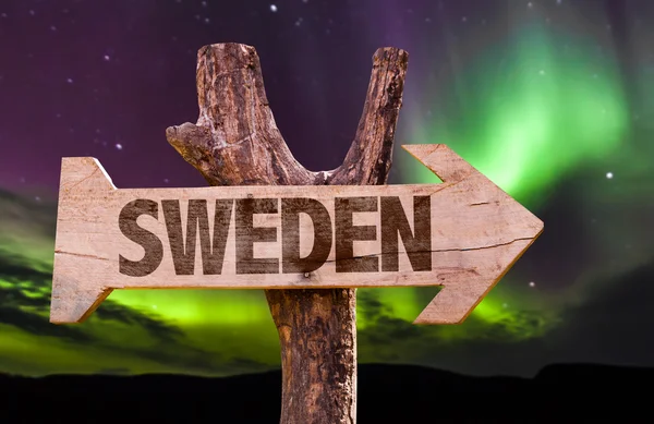 Schwedisches Holzschild — Stockfoto