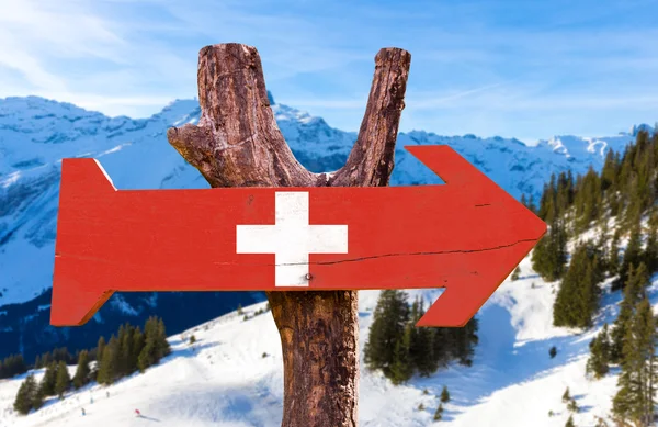 Switzerland wooden sign — Stock Photo, Image