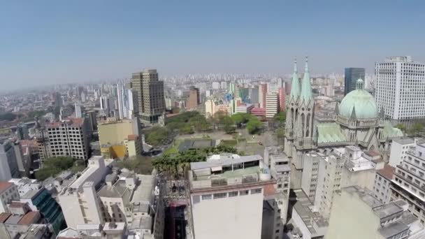 Vista de la Catedral de Se en Sao Paulo — Vídeo de stock