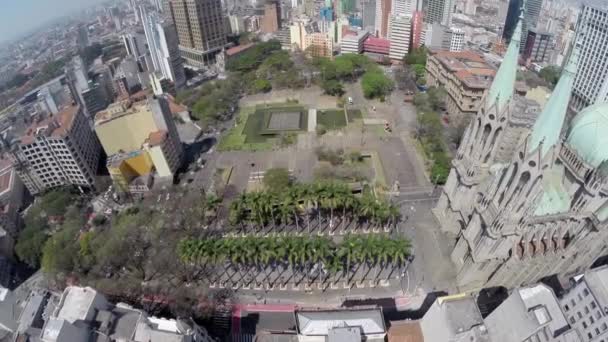 View of Se Cathedral in Sao Paulo — Stock Video